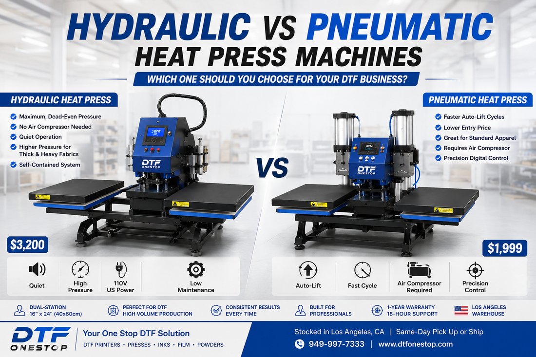 Hydraulic vs Pneumatic Heat Press: Which Is Right for Your Print Shop? (2026 Guide)