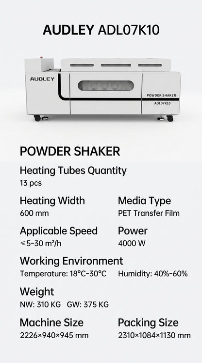 ADL07K10 Automatic DTF Powder Shaker 4-Head / 6-Head DTF Powder Shaker & Dryer