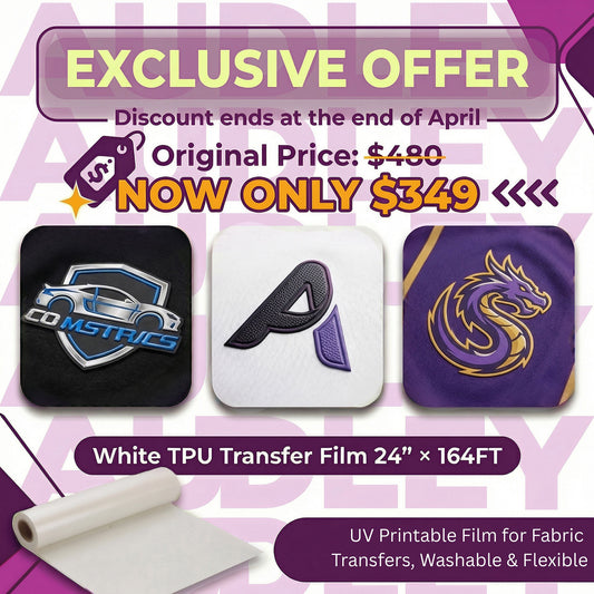 White TPU Transfer Film 24" × 164FT (60cm × 50m) – UV Printable Film for Fabric Transfers, Washable & Flexible