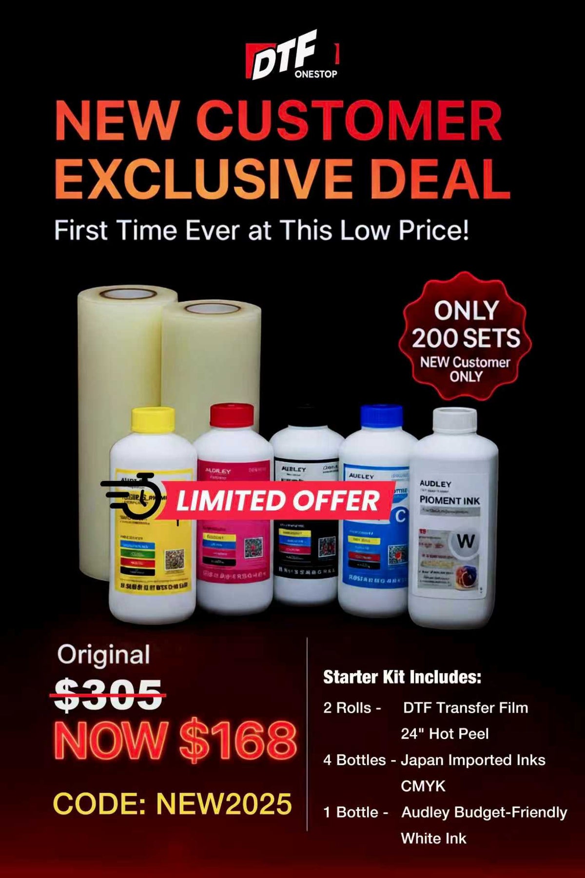 Welcome Print Bundle – 24" Film + Premium Ink Starter Pack DTFONESTOP