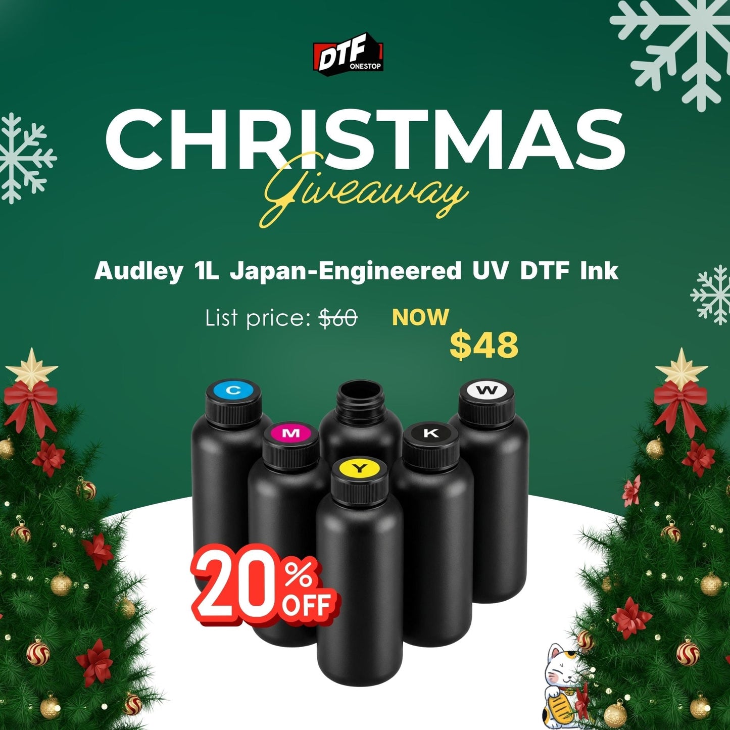 Audley 1L Japan-Engineered UV DTF Ink - Vibrant, Durable Prints with Clog-Free Technology and 50% Usage Efficiency DTFONESTOP