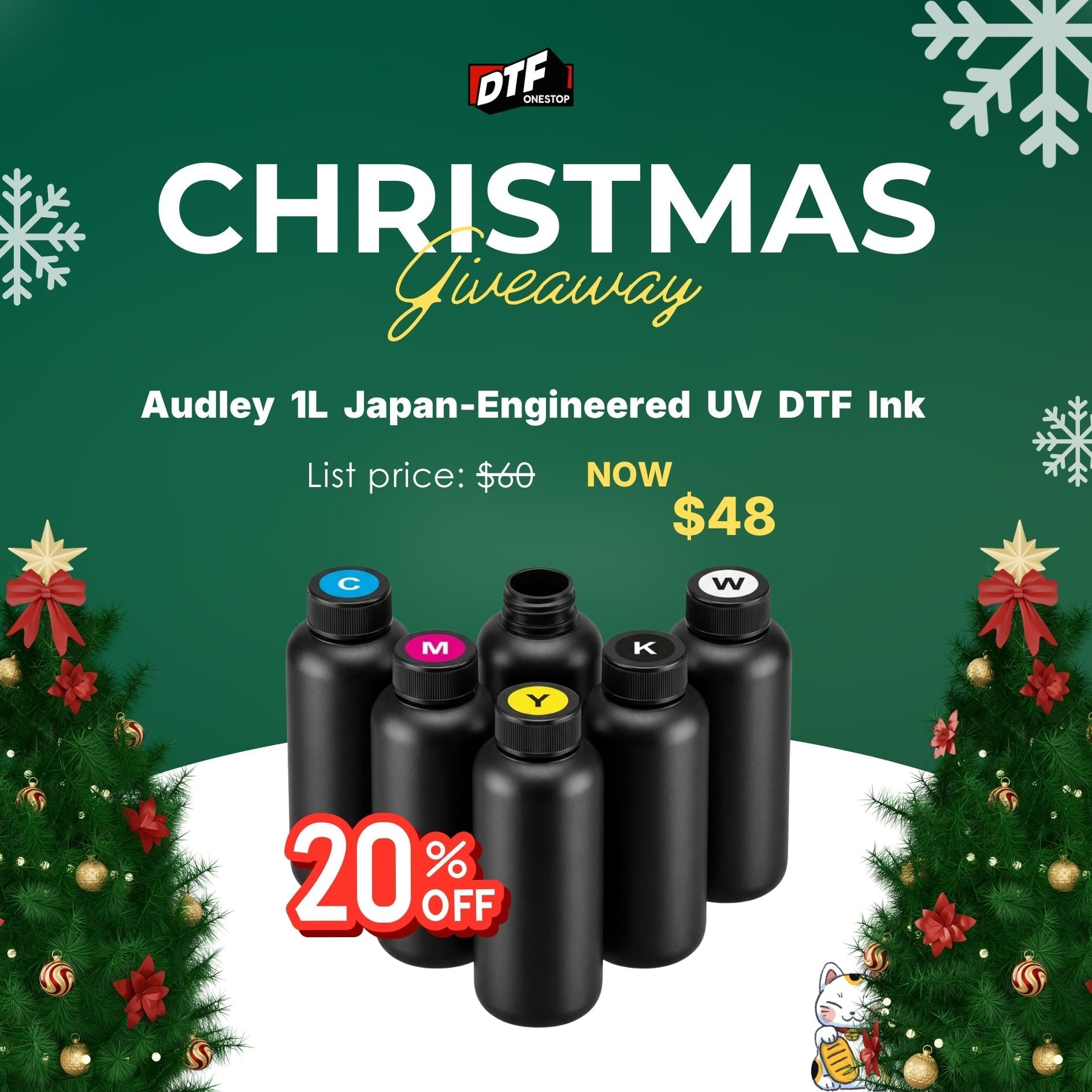 Audley 1L Japan-Engineered UV DTF Ink - Vibrant, Durable Prints with Clog-Free Technology and 50% Usage Efficiency DTFONESTOP