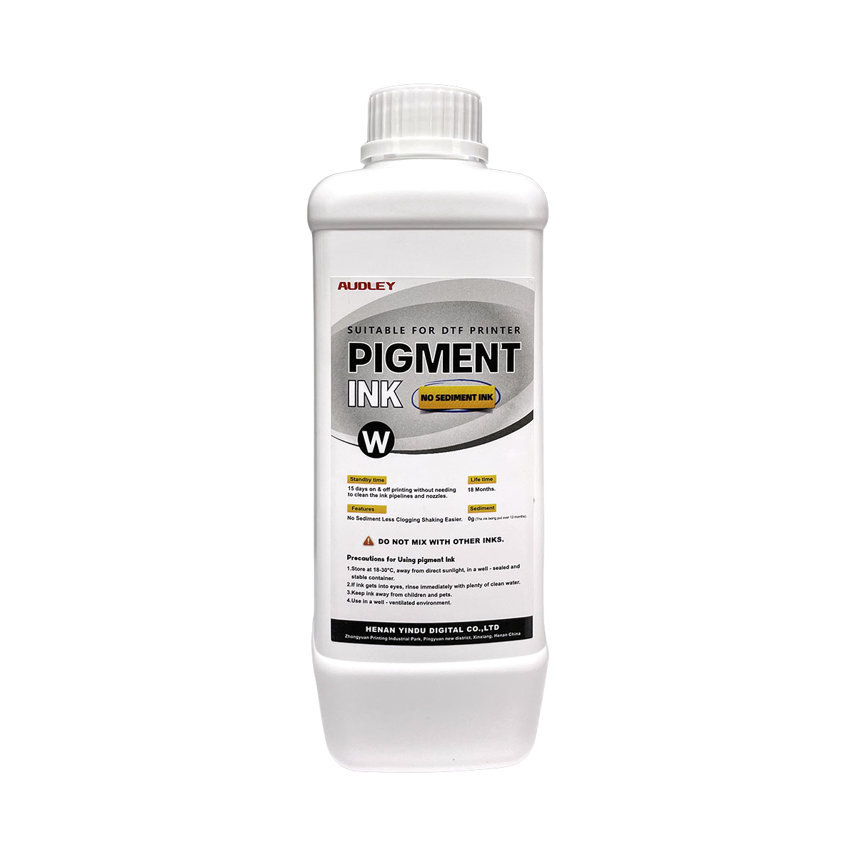 Audley DTF White Ink – No-Sediment, Micro-Precipitation Technology, High Whiteness, 1 Liter – Prevents Clogs, Printhead Safe, for Epson & Most DTF Printers Audley