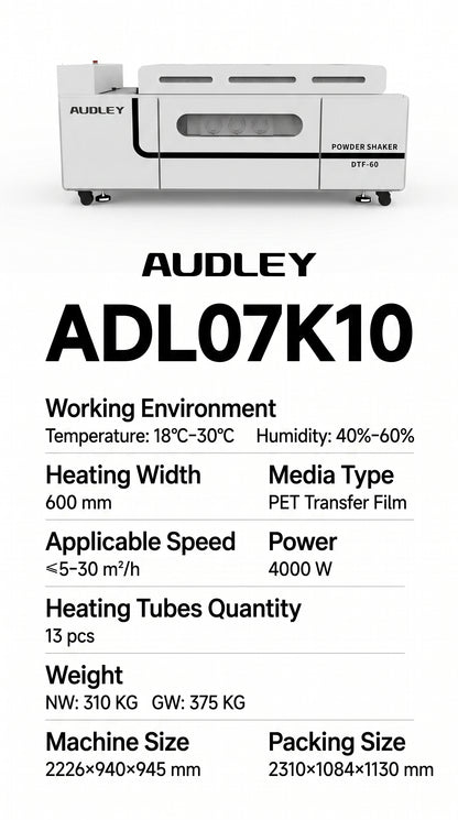 ADL07K10 Automatic DTF Powder Shaker 4-Head / 6-Head DTF Powder Shaker & Dryer