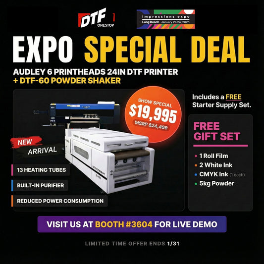 Audley 6 Printheads (i3200-A1) 24in (60cm) With DTF-60 (ADL07K10) Powder Shaker