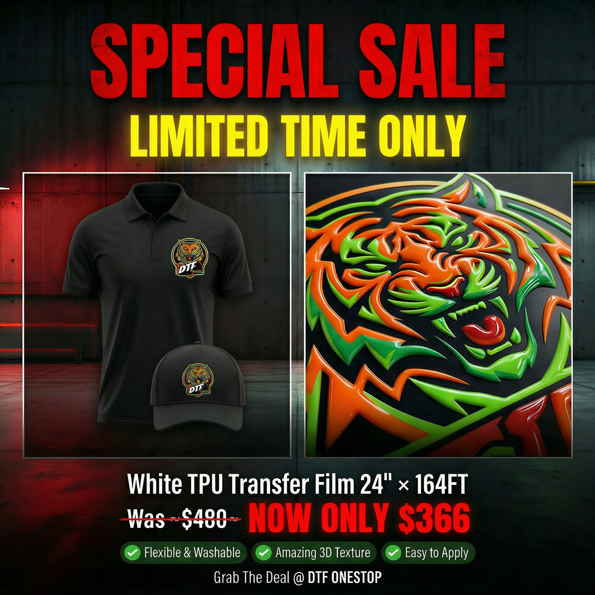 White TPU Transfer Film 24" × 164FT (60cm × 50m) – UV Printable Film for Fabric Transfers, Washable & Flexible DTFONESTOP