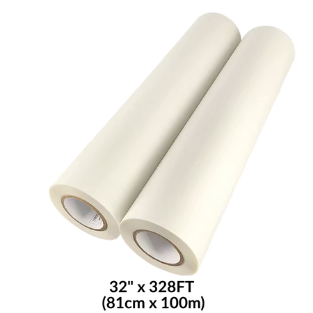 DTF Transfer Film 32" x 328FT (81cm x 100m) Double-Side Hot Peel – 3 Sec Press, Instant Peel Film DTFONESTOP