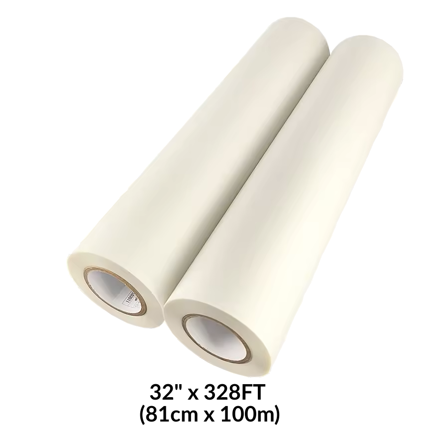 DTF Transfer Film 32" x 328FT (81cm x 100m) Double-Side Hot Peel – 3 Sec Press, Instant Peel Film DTFONESTOP