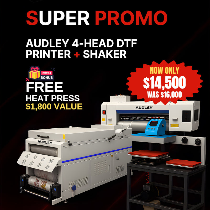 AUDLEY 4-Head DTF Printer + Shaker Bundle | Limited-Time Promo $14,500 (Reg. $16,000) + FREE Heat Press ($1,800 Value) | Total Value $17,800